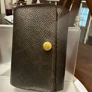 LV Louis Vuitton Brown Pebble Leather Signature Print Key Holder Wallet